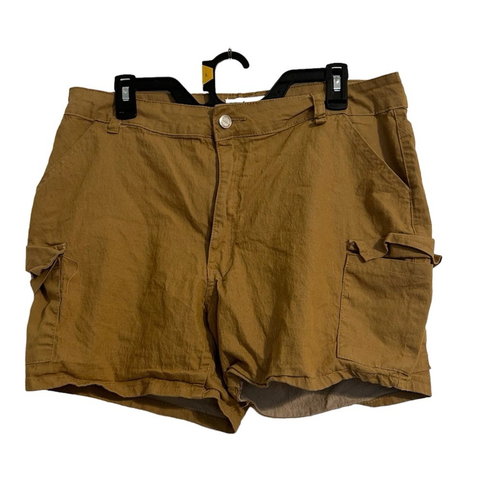 Kreamy Brown Tan Cargo Like  High-Waisted Shorts